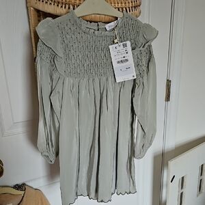 Zara Kids Dress in Soft Gray/green